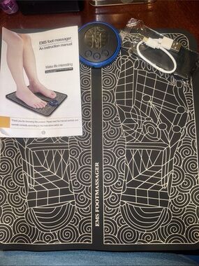 Portable EMS Foot Massager Pad — Black Pattern NIP